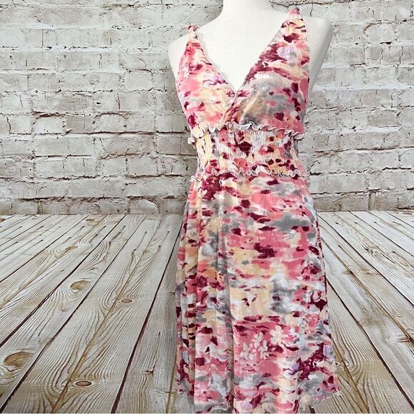 Bcbgmaxazria watercolor mesh dress sleeveless - Picture 1 of 6